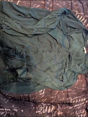 Acoa Women's Dark Green Silky Button-Front Blouse